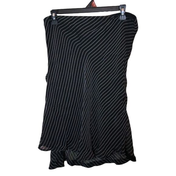 MNG Mango Black & White Striped Bias Cut A Line Skirt Ruffle Vintage Y2K 90's - Picture 1 of 8